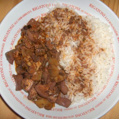 Pork kidneys with button mushrooms