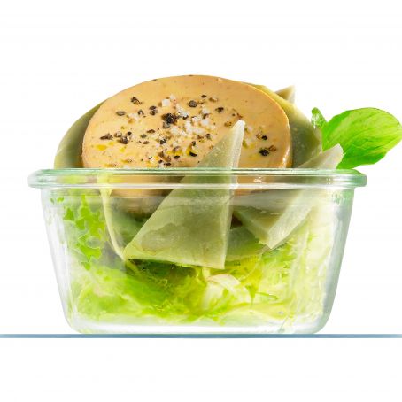 Verrine of foie gras and artichoke salad