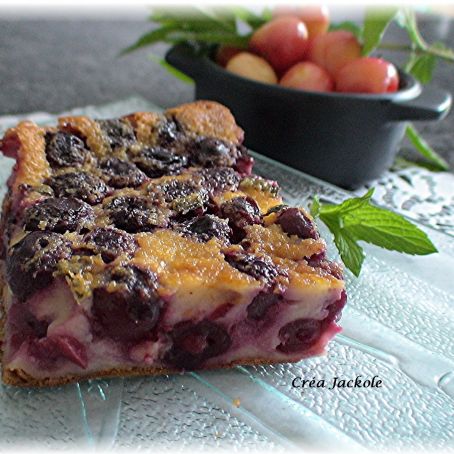 Cherry clafoutis with mint