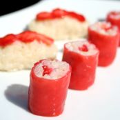 Strawberry vanilla maki sushi