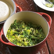 Spring daude with asparagus, broad beans and ginger