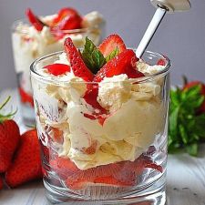 Eton Mess or glasses of strawberries, meringue and whipped cream