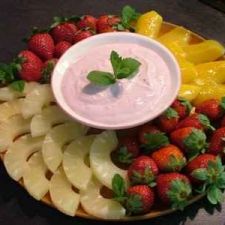Fresh fruit with raspberry dip