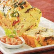 Cake with prawns and mozzarella