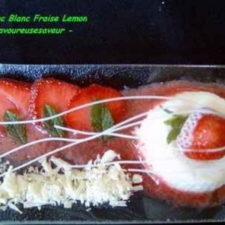 White chocolate, strawberry and lemon cream dessert