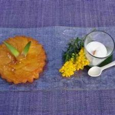 Pineapple tarte tatin with coconut mousse