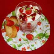 Faisselle mousse with strawberries and lemon madeleines