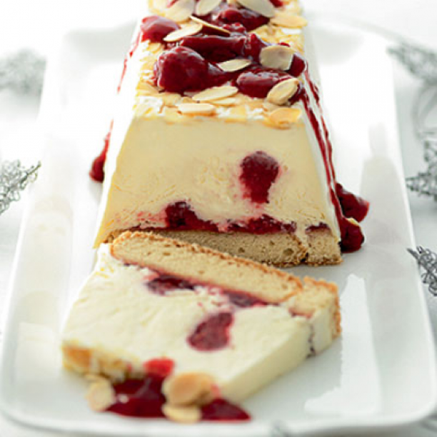 Iced Christmas Trifle Slice with Toasted Almond Topping
