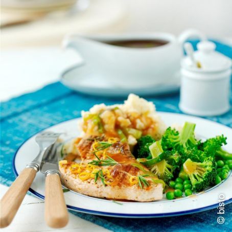 Sizzled Turkey Steaks With Leek & Turkey Gravy