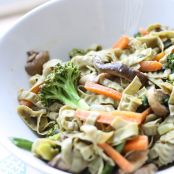 Veggie Stir Fry Noodles with Tangy Peanut Sauce